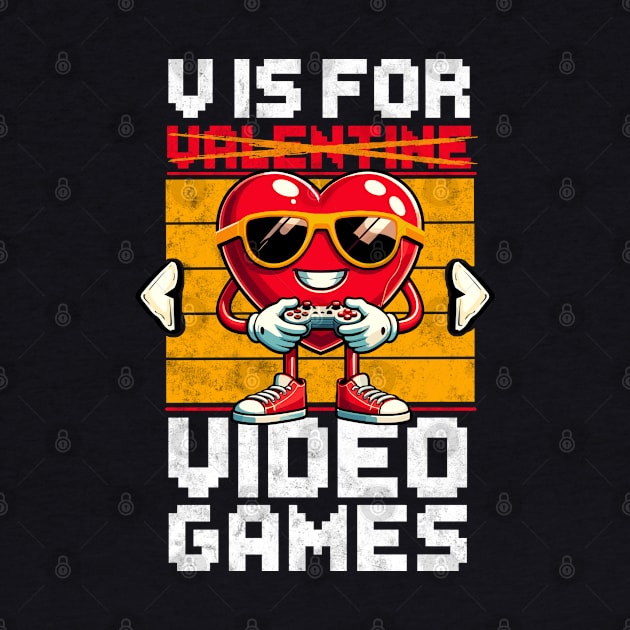 V Is For Video Game Gamer Valentine's Day by Rebrand